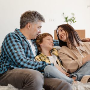 happy people in a house