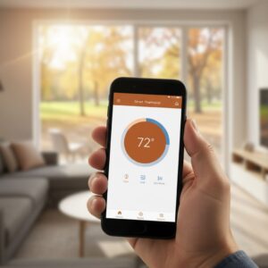 img of a thermostat on a phone